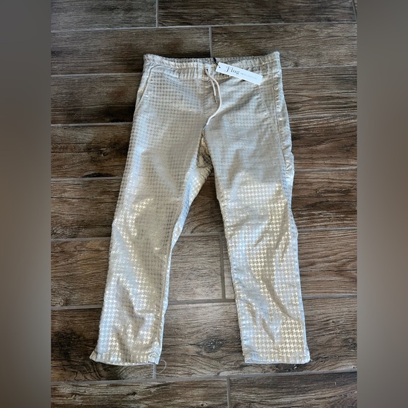 NWT Bevy Flog Shely women’s capris checkered gold pants - Picture 2 of 6